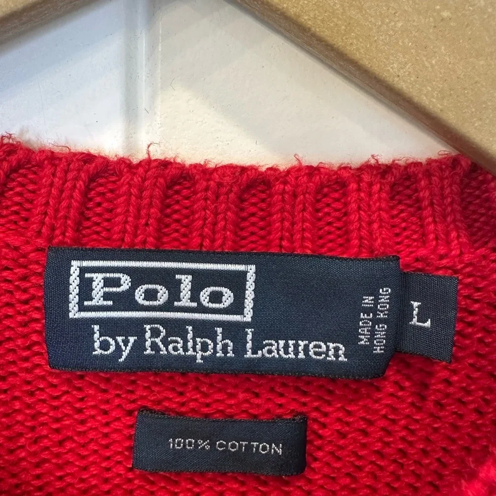 Polo Ralph Lauren Red Cotton Knit Sweater Men's Size L | GUC